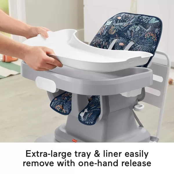 FisherPrice Baby SpaceSaver Simple Clean High Chair Baby to Toddler Portable Dining Seat with Removable Tray Liner Windmill Amazon ExclusiveMoonlight Forest