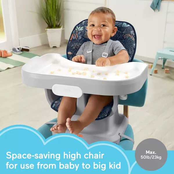 FisherPrice Baby SpaceSaver Simple Clean High Chair Baby to Toddler Portable Dining Seat with Removable Tray Liner Windmill Amazon ExclusiveMoonlight Forest