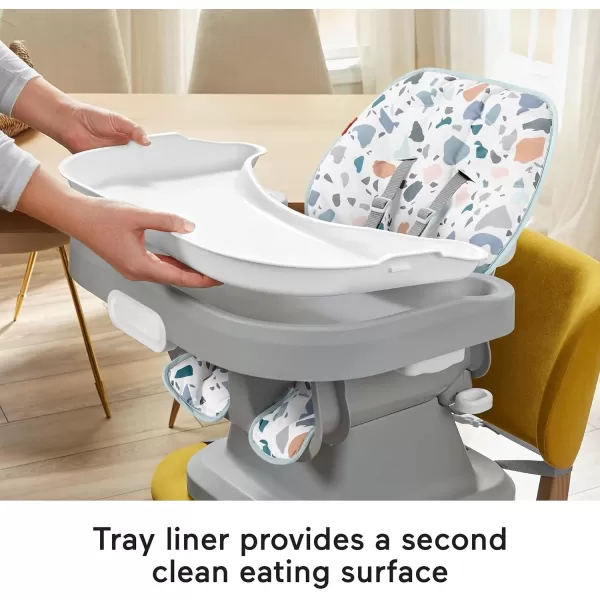 FisherPrice Baby SpaceSaver Simple Clean High Chair Baby to Toddler Portable Dining Seat with Removable Tray Liner Windmill Amazon ExclusivePacific Pebble