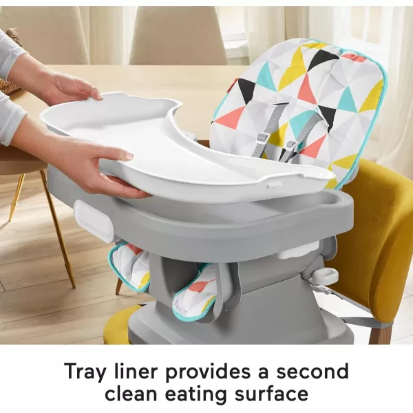 FisherPrice Baby SpaceSaver Simple Clean High Chair Baby to Toddler Portable Dining Seat with Removable Tray Liner Windmill Amazon ExclusiveWindmill