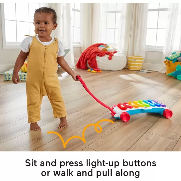 FisherPrice Baby To Toddler Learning Toy Giant LightUp Xylophone PullAlong With Music amp Phrases For Ages 9 MonthsRetail Packaging