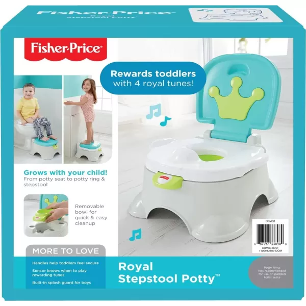 FisherPrice Baby Toddler Toilet Royal Stepstool Potty Training Seat with Music Plus Removable Ring and Bowl BlueClosed Box 1 Count Pack of 1