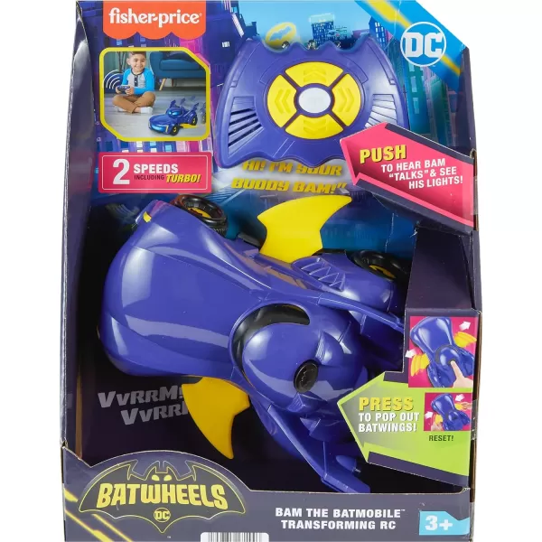 FisherPrice DC Batwheels Remote Control Car Bam The Batmobile Transforming RC with Lights Sounds amp Character Phrases for Ages 3 YearsFisherPrice DC Batwheels Remote Control Car Bam The Batmobile Transforming RC with Lights Sounds amp Character Phrases for Ages 3 Years