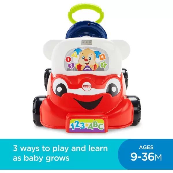 FisherPrice Laugh amp Learn 3In1 Smart Car Baby Walker amp Toddler RideOn Toy with Smart Stages Learning Content for Ages 9 MonthsStandard