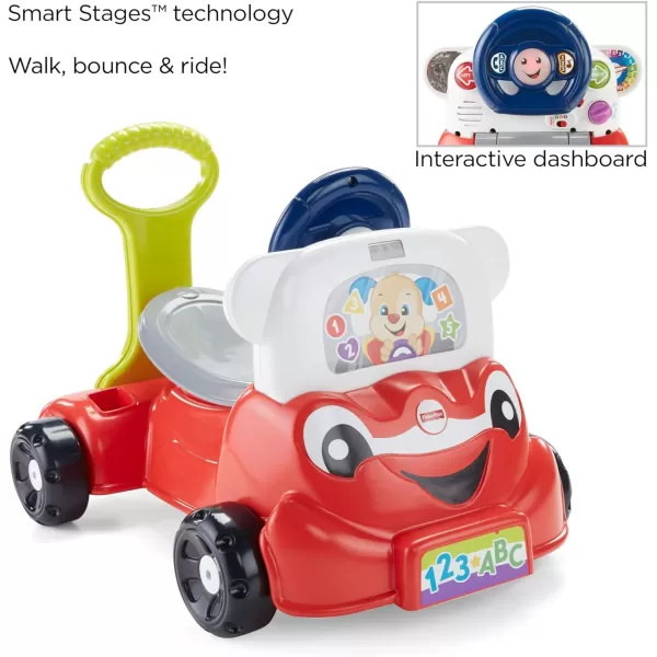 FisherPrice Laugh amp Learn 3In1 Smart Car Baby Walker amp Toddler RideOn Toy with Smart Stages Learning Content for Ages 9 MonthsStandard