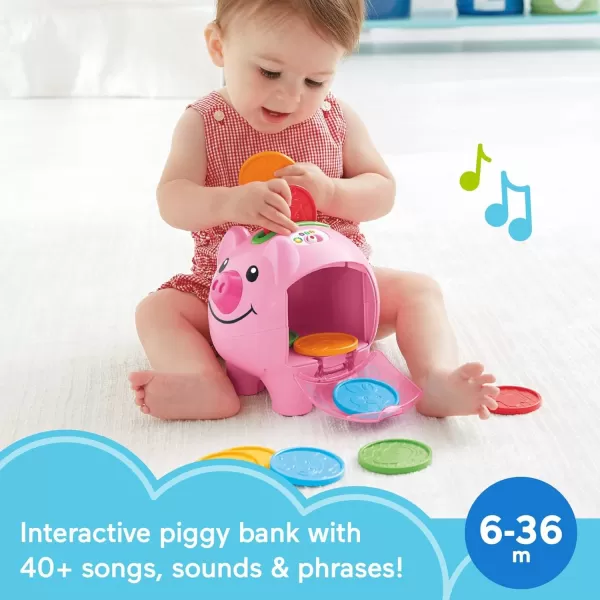 FisherPrice Laugh amp Learn Baby Learning Toy Smart Stages Piggy Bank with Songs Sounds and Phrases for Infant to Toddler PlayPiggy Bank FrustrationFree Packaging