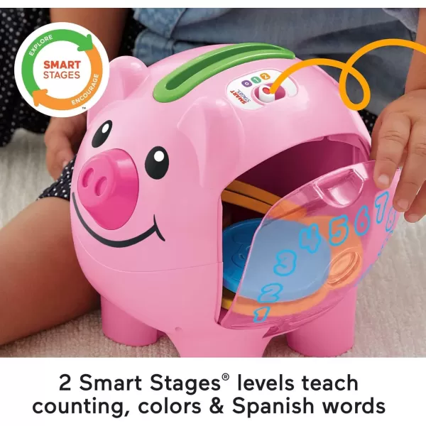 FisherPrice Laugh amp Learn Baby Learning Toy Smart Stages Piggy Bank with Songs Sounds and Phrases for Infant to Toddler PlayPiggy Bank FrustrationFree Packaging