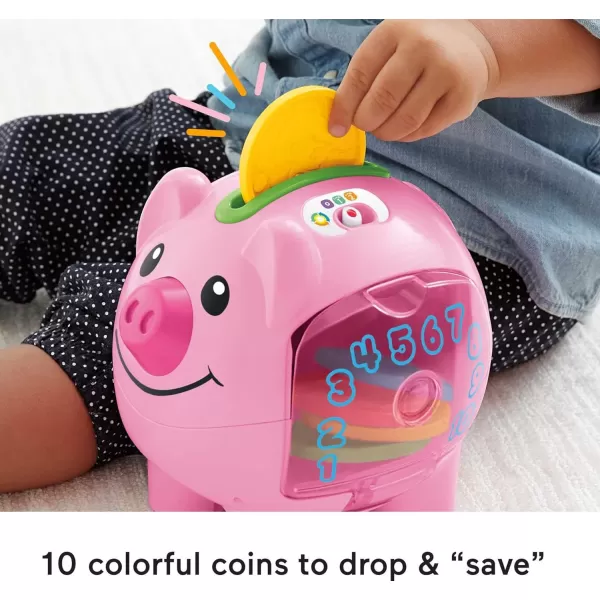 FisherPrice Laugh amp Learn Baby Learning Toy Smart Stages Piggy Bank with Songs Sounds and Phrases for Infant to Toddler PlayPiggy Bank FrustrationFree Packaging