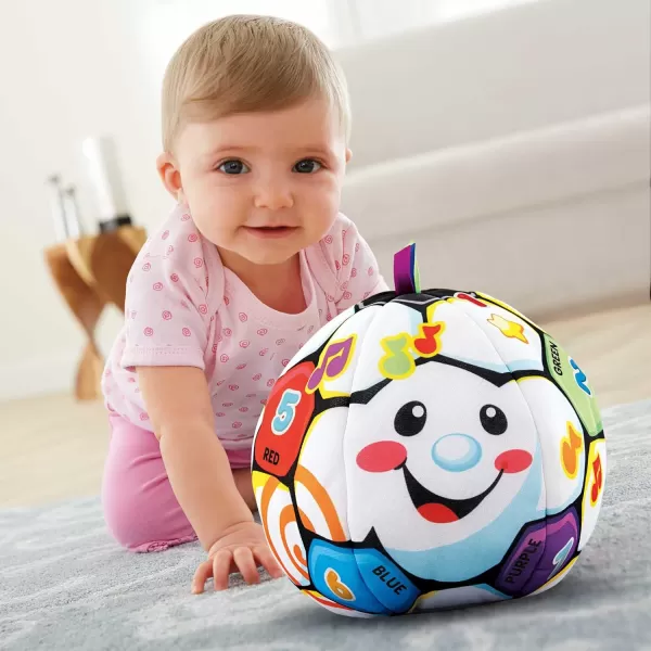 FisherPrice Laugh amp Learn Baby to Toddler Toy Singin Soccer Ball Plush with Music amp Educational Phrases for Ages 6 MonthsEasytoOpen Packaging