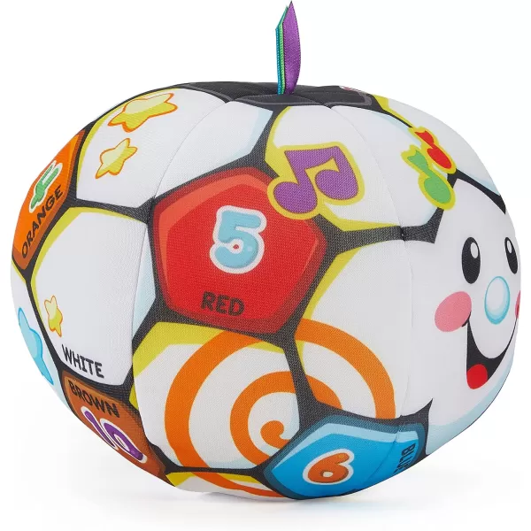 FisherPrice Laugh amp Learn Baby to Toddler Toy Singin Soccer Ball Plush with Music amp Educational Phrases for Ages 6 MonthsEasytoOpen Packaging