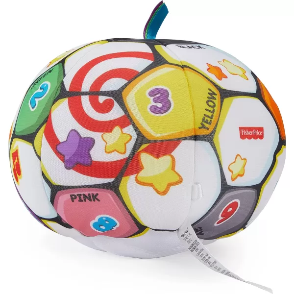 FisherPrice Laugh amp Learn Baby to Toddler Toy Singin Soccer Ball Plush with Music amp Educational Phrases for Ages 6 MonthsEasytoOpen Packaging