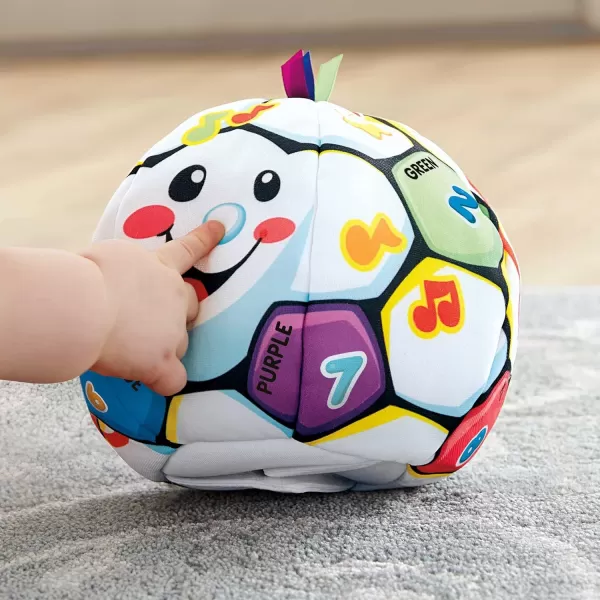 FisherPrice Laugh amp Learn Baby to Toddler Toy Singin Soccer Ball Plush with Music amp Educational Phrases for Ages 6 MonthsRetail Packaging