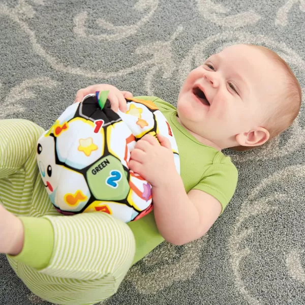 FisherPrice Laugh amp Learn Baby to Toddler Toy Singin Soccer Ball Plush with Music amp Educational Phrases for Ages 6 MonthsRetail Packaging