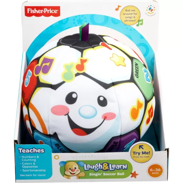 FisherPrice Laugh amp Learn Baby to Toddler Toy Singin Soccer Ball Plush with Music amp Educational Phrases for Ages 6 MonthsRetail Packaging