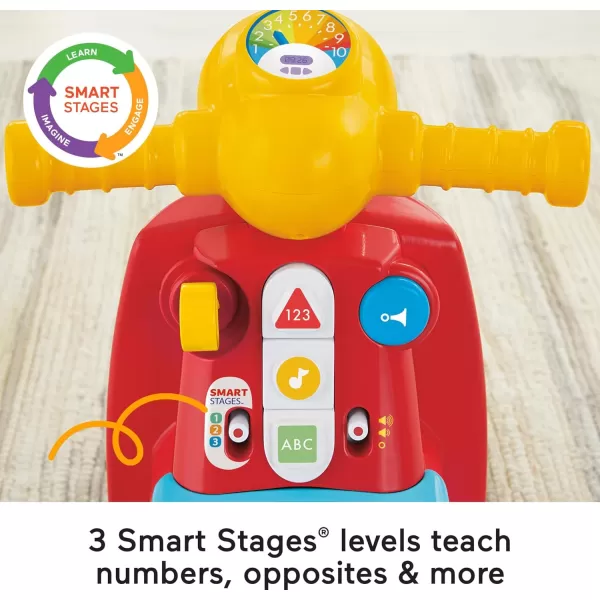 FisherPrice Laugh amp Learn Toddler RideOn Smart Stages Scooter Musical Learning Toy with MotionActivated Songs for Ages 1 YearsStandard Packaging