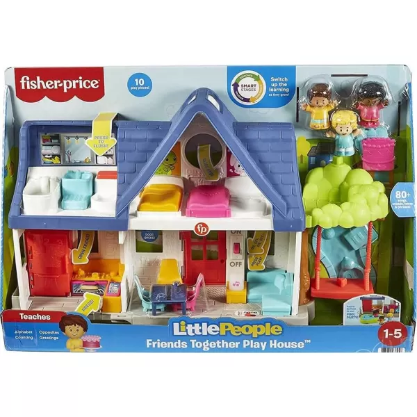 FisherPrice Little People Friends Together Play House Electronic Playset with Smart Stages Learning Content for Toddlers and Preschool Kids  BluePlayset Standard