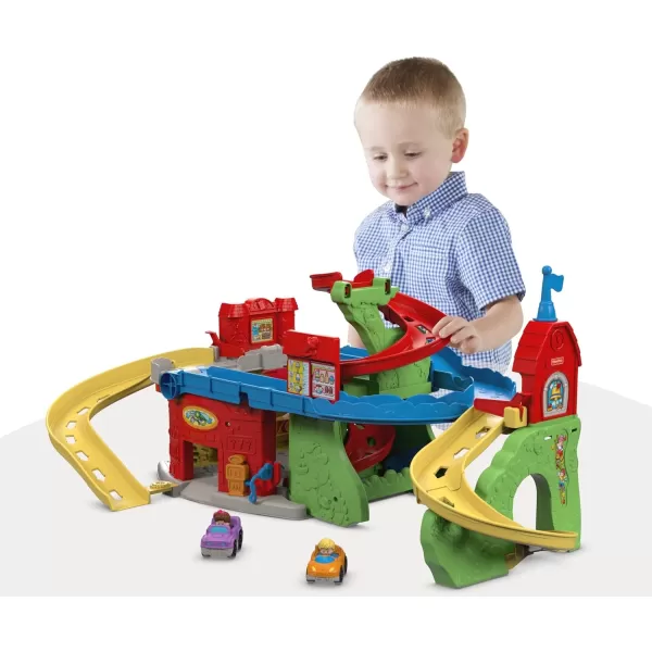 FisherPrice Little People Toddler Race Track Playset Sit n Stand Skyway 34 Inches Tall 2 Toy Cars for Ages 18 Months Amazon ExclusiveSIOCFFP FrustrationFree Packaging