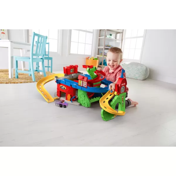 FisherPrice Little People Toddler Race Track Playset Sit n Stand Skyway 34 Inches Tall 2 Toy Cars for Ages 18 Months Amazon ExclusiveStandard Standard Packaging