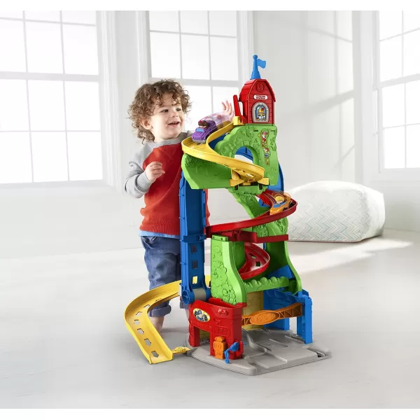 FisherPrice Little People Toddler Race Track Playset Sit n Stand Skyway 34 Inches Tall 2 Toy Cars for Ages 18 Months Amazon ExclusiveStandard Standard Packaging