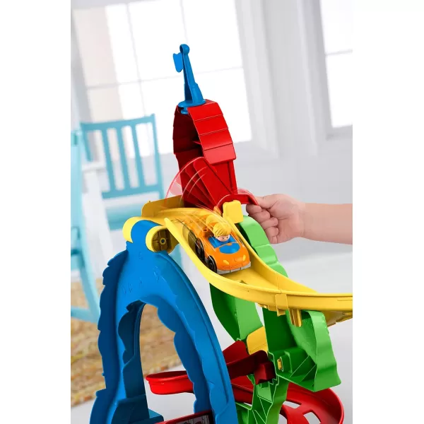 FisherPrice Little People Toddler Race Track Playset Sit n Stand Skyway 34 Inches Tall 2 Toy Cars for Ages 18 Months Amazon ExclusiveStandard Standard Packaging