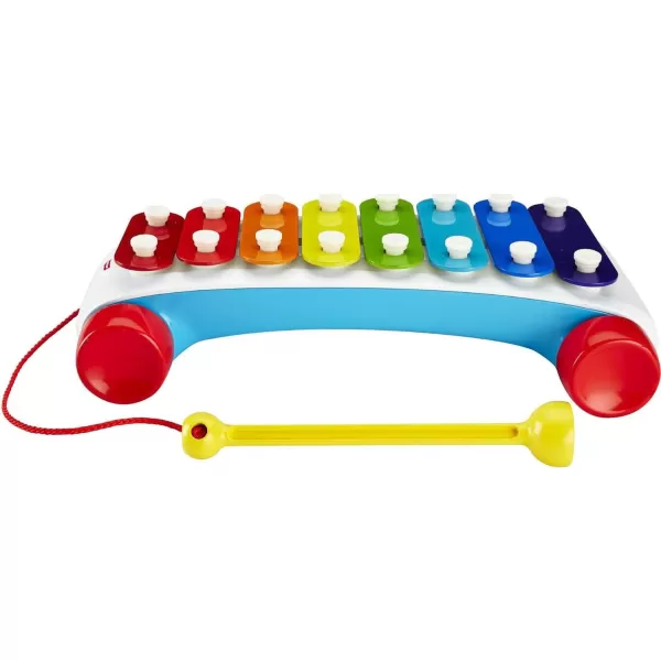 FisherPrice Toddler Pull Toy Classic Xylophone Pretend Musical Instrument with Mallet and Rolling Wheels for Ages 18 MonthsFisherPrice Toddler Pull Toy Classic Xylophone Pretend Musical Instrument with Mallet and Rolling Wheels for Ages 18 Months