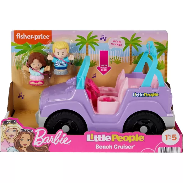 Little People Barbie Toy Car Beach Cruiser with Music Sounds and 2 Figures for Pretend Play Ages 18 MonthsLittle People Barbie Toy Car Beach Cruiser with Music Sounds and 2 Figures for Pretend Play Ages 18 Months