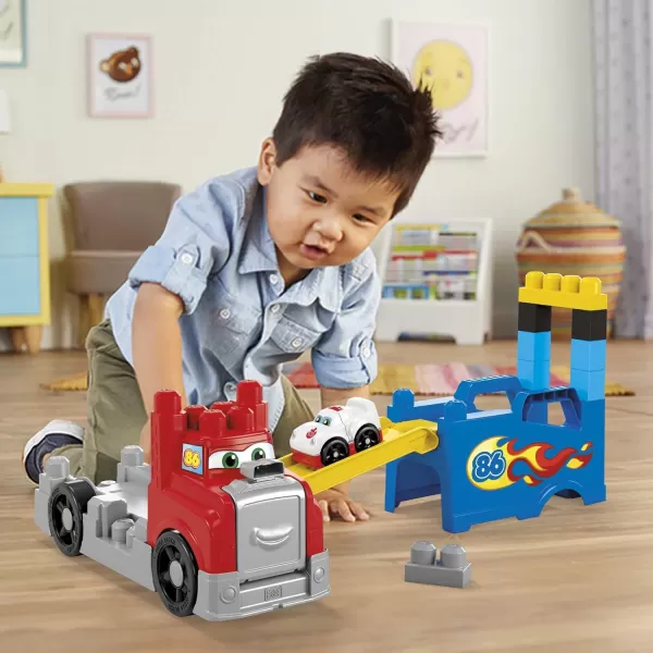 MEGA BLOKS Fisher Price Toddler Blocks Race Car Building Toy Build amp Race Rig With 16 Pieces 5 Sounds and Race Track Red Gift Ideas For KidsMEGA BLOKS Fisher Price Toddler Blocks Race Car Building Toy Build amp Race Rig With 16 Pieces 5 Sounds and Race Track Red Gift Ideas For Kids