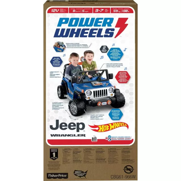 Power Wheels Hot Wheels Jeep Wrangler RideOn Battery Powered Vehicle with Music Sounds and Storage Seats 2Hot Wheels Jeep