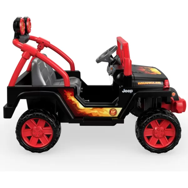 Power Wheels Tough Talking Jeep Wrangler RideOn Toy with Sounds amp Microphone Preschool Toy MultiTerrain Traction Seats 2 Black amp RedJeep Wrangler