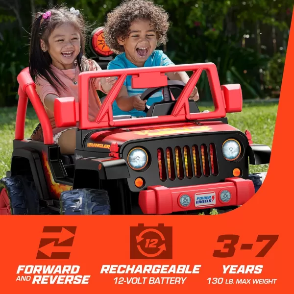 Power Wheels Tough Talking Jeep Wrangler RideOn Toy with Sounds amp Microphone Preschool Toy MultiTerrain Traction Seats 2 Black amp RedJeep Wrangler