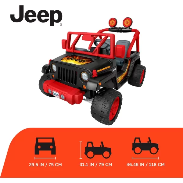 Power Wheels Tough Talking Jeep Wrangler RideOn Toy with Sounds amp Microphone Preschool Toy MultiTerrain Traction Seats 2 Black amp RedJeep Wrangler