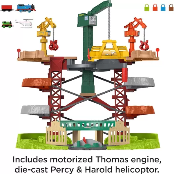 Thomas amp Friends MultiLevel Track Set Trains amp Cranes Super Tower With Thomas amp Percy Engines Plus Harold For Preschool Kids Ages 3 YearsAction Station