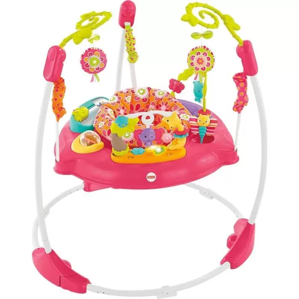 FisherPrice Baby Bouncer Pink Petals Jumperoo Activity Center with Music Lights Sounds and Developmental ToysPink Flowes Jumperoo