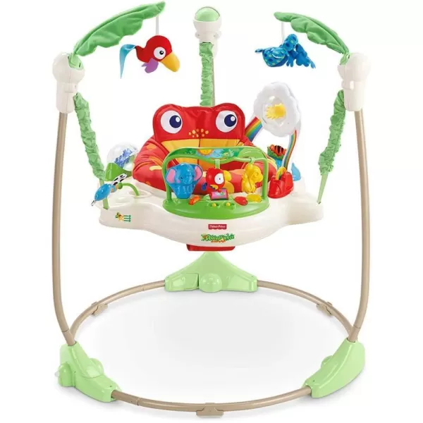 FisherPrice Baby Bouncer Pink Petals Jumperoo Activity Center with Music Lights Sounds and Developmental ToysRainforest Jumperoo