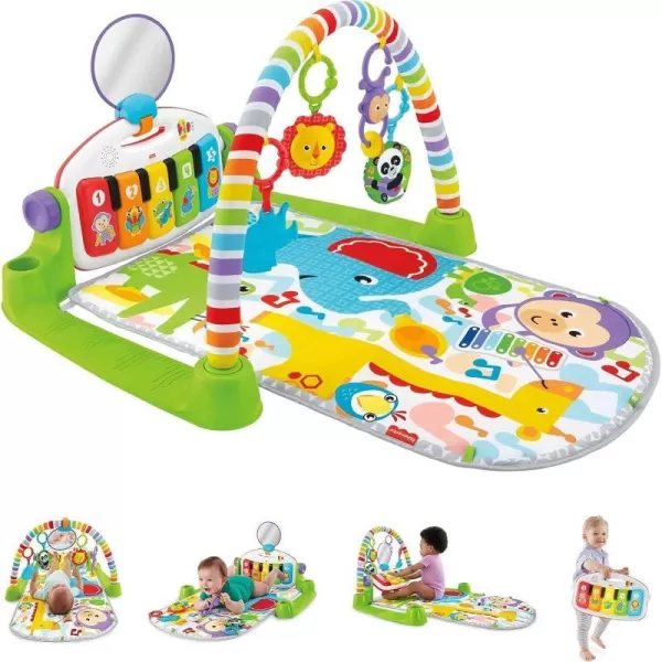 FisherPrice Baby Gift Set Deluxe Kick amp Play Piano Gym amp MaracasPlaymat amp Musical Toy with Smart Stages Learning Content plus 2 Rattles Amazon ExclusiveKick N Play Green