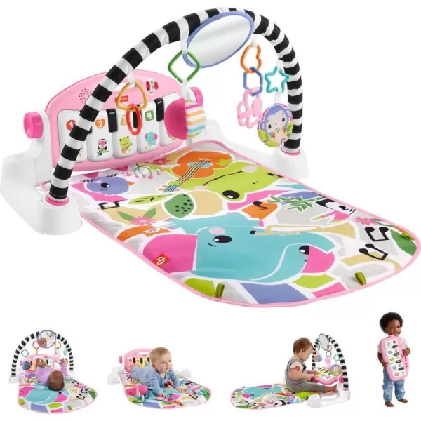 FisherPrice Baby Gift Set Deluxe Kick amp Play Piano Gym amp MaracasPlaymat amp Musical Toy with Smart Stages Learning Content plus 2 Rattles Amazon ExclusiveNew Pink Kick N Play