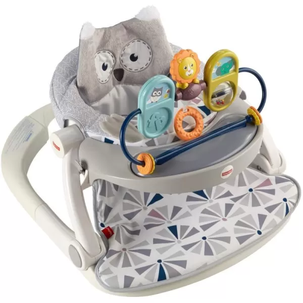 FisherPrice Baby Premium SitMeUp Floor Seat with Toy Tray  Owl Love You portable baby chair with snack tray and toysOwl