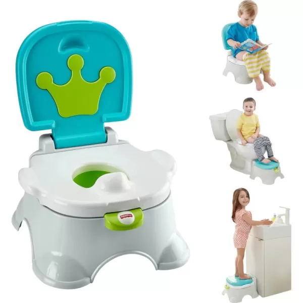 FisherPrice Baby Toddler Toilet Royal Stepstool Potty Training Seat with Music Plus Removable Ring and Bowl BlueClosed Box 1 Count Pack of 1