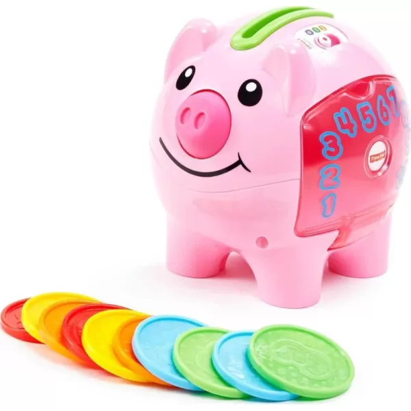 FisherPrice Laugh amp Learn Baby Learning Toy Smart Stages Piggy Bank with Songs Sounds and Phrases for Infant to Toddler PlayPiggy Bank FrustrationFree Packaging