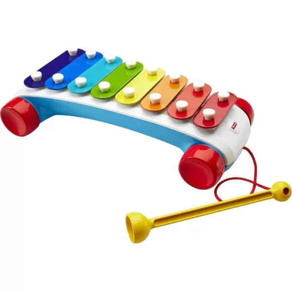 FisherPrice Toddler Pull Toy Classic Xylophone Pretend Musical Instrument with Mallet and Rolling Wheels for Ages 18 MonthsFisherPrice Toddler Pull Toy Classic Xylophone Pretend Musical Instrument with Mallet and Rolling Wheels for Ages 18 Months