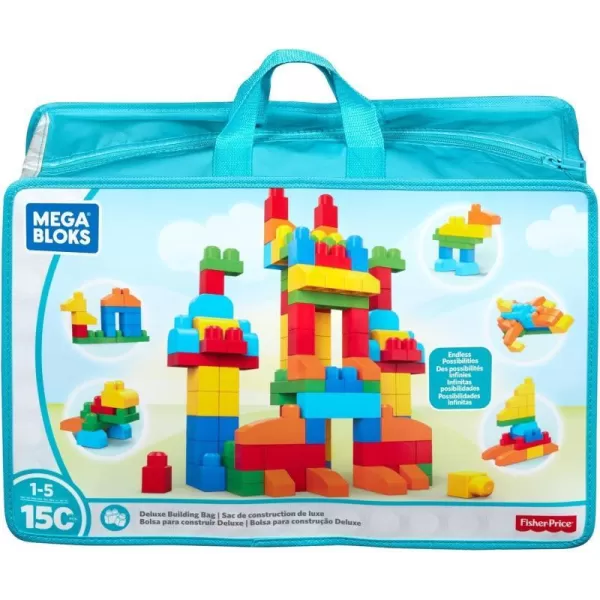 MEGA BLOKS FisherPrice Toddler Block Toys Deluxe Building Bag with 150 Pieces and Storage Bag Gift Ideas for Kids Age 1 Years Amazon Exclusive1 pack Deluxe Bag