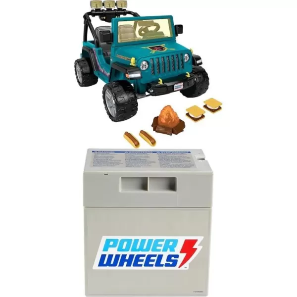 Power Wheels Camping Jeep Wrangler RideOn Toy with Pretend Food Camping Gear amp Lights Preschool Toy Seats 2 Ages 3 YearsCamping Jeep  Battery