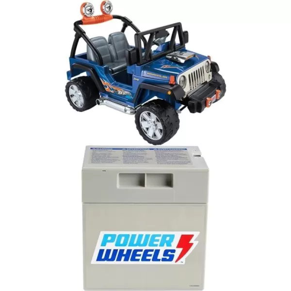 Power Wheels Hot Wheels Jeep Wrangler RideOn Battery Powered Vehicle with Music Sounds and Storage Seats 2Hot Wheels Jeep  Battery