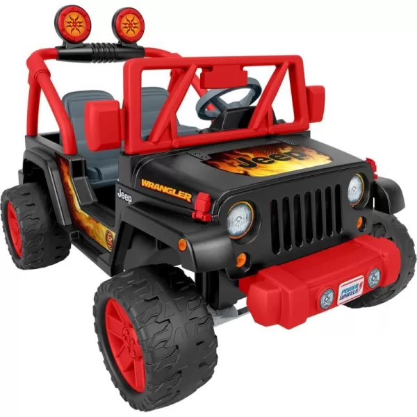 Power Wheels Tough Talking Jeep Wrangler RideOn Toy with Sounds amp Microphone Preschool Toy MultiTerrain Traction Seats 2 Black amp RedJeep Wrangler