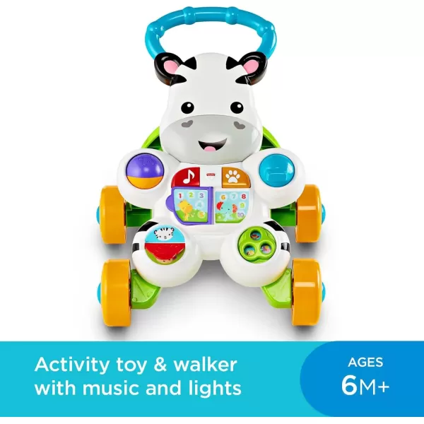 FisherPrice Baby Learning Toy Learn With Me Zebra Walker With Music Lights And Fine Motor Activities For Ages 6 MonthsFrustrationFree Packaging