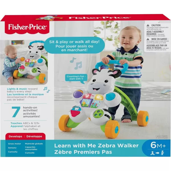 FisherPrice Baby Learning Toy Learn With Me Zebra Walker With Music Lights And Fine Motor Activities For Ages 6 MonthsStandard Packaging