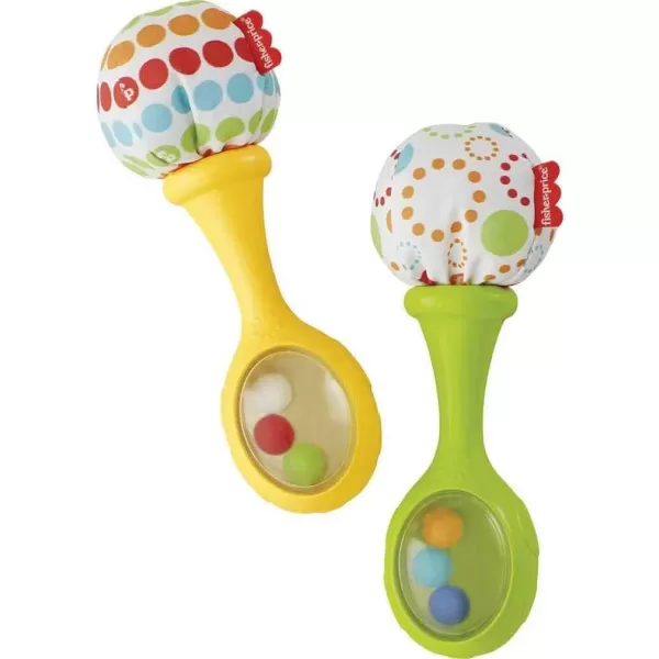 FisherPrice Baby Newborn Toys Rattle n Rock Maracas Set of 2 Soft Musical Instruments for Babies 3 Months Blue OrangeGreenYellow