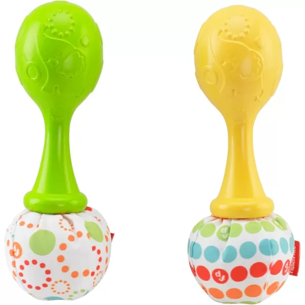 FisherPrice Baby Newborn Toys Rattle n Rock Maracas Set of 2 Soft Musical Instruments for Babies 3 Months Blue OrangeGreenYellow