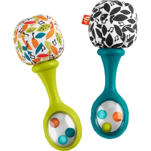 FisherPrice Baby Newborn Toys Rattle n Rock Maracas Set of 2 Soft Musical Instruments for Babies 3 Months Blue OrangeNew  Neutral Colors