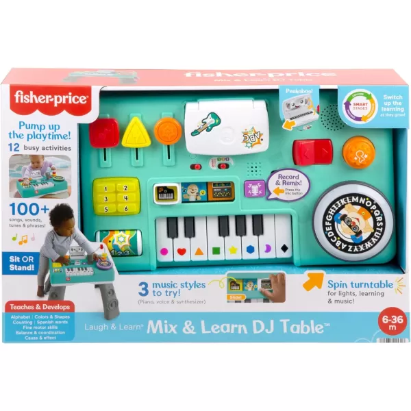 FisherPrice Laugh amp Learn Baby amp Toddler Toy Mix amp Learn Dj Table Musical Activity Center With Lights amp Sounds For Ages 6 MonthsSimplified Packaging